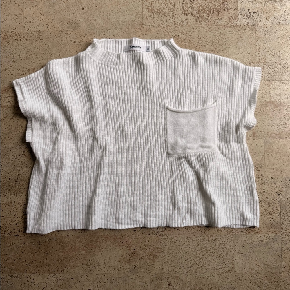 White Ribbed Women's Top